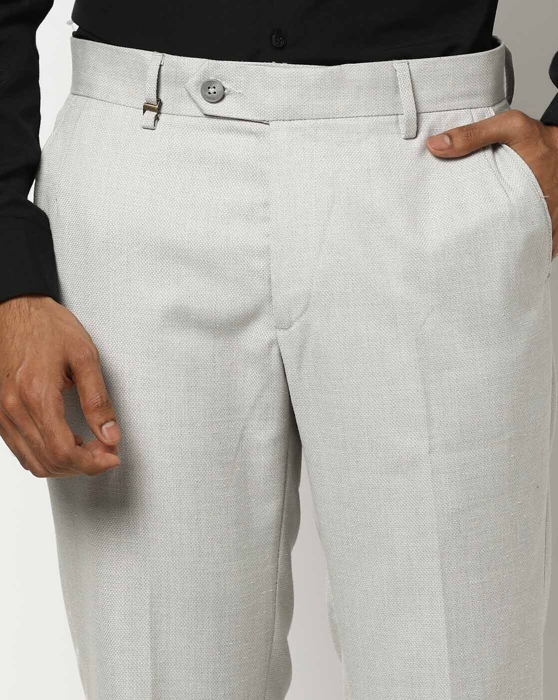 Men Low-Rise Slim Fit Flat-Front Trousers
