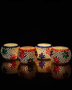 Set of 4 Mosiac Glass Decorative Tea Light Holder-image-31