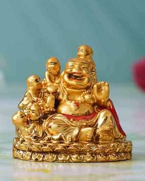 ecraftindia Polyresin Feng Shui Laughing Buddha with 5 Children Decorative Showpiece-picture-21