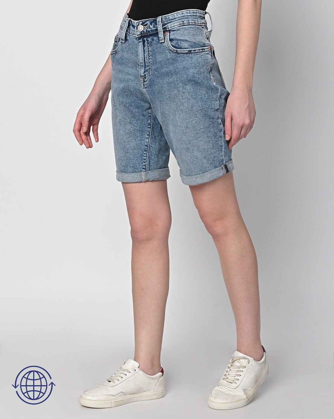 High-waisted denim shorts - Light grey - Ladies | H&M IN