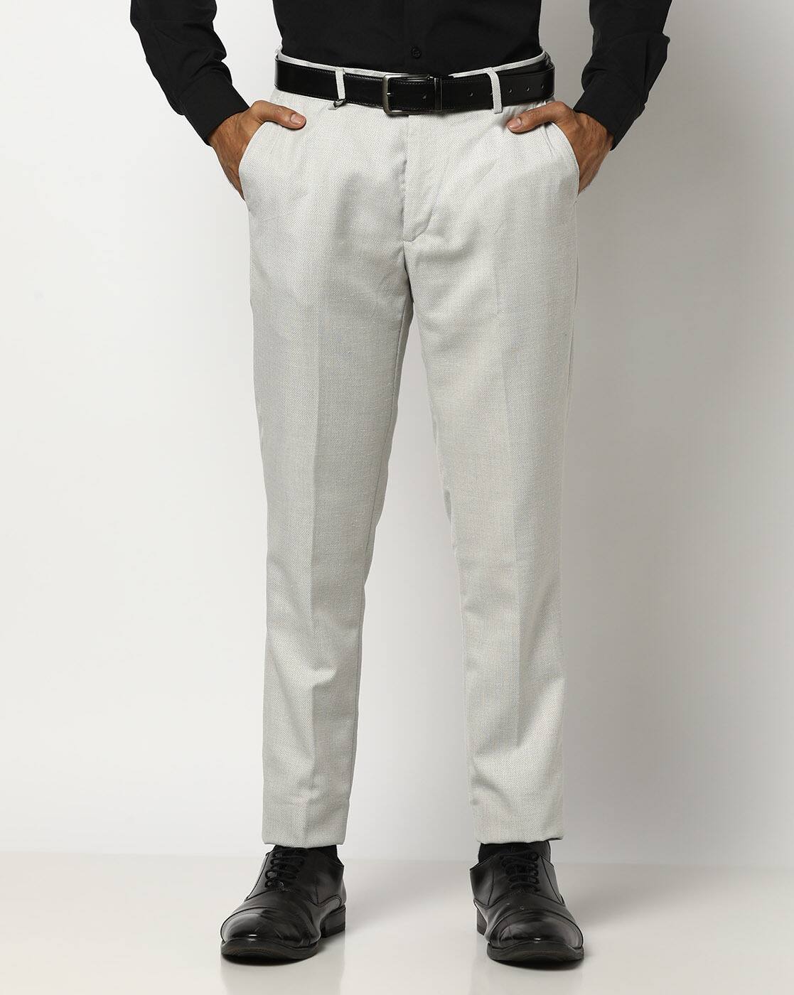 Men Low-Rise Slim Fit Flat-Front Trousers