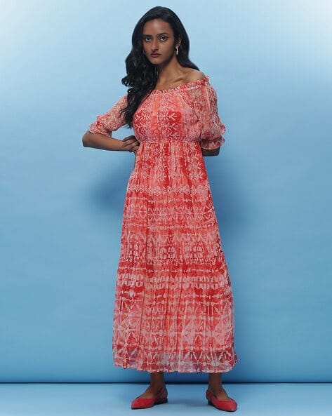 LABEL RITU KUMAR Printed  Off- Shoulder Long Dress