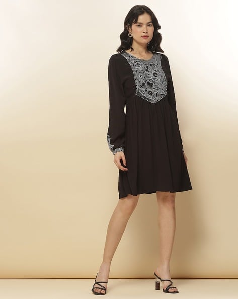 Buy LABEL RITU KUMAR Embroidered Dress | Black Color Women | AJIO LUXE