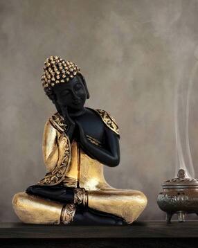 Golden Finish Handcrafted Thinking Buddha-image-1