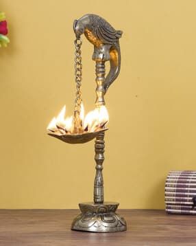 Decorative Handcrafted Brass Bird Wall Hanging with Diya for 7 wicks