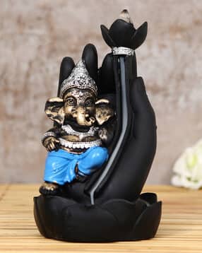 Lord Ganesha Smoke Backflow Cone Incense Holder Decorative Showpiece with 10 free Smoke Backflow Scented Cone Incenses-image-33