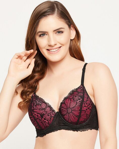 Padded Lace Full-Coverage Under-Wired Push-Up Bra