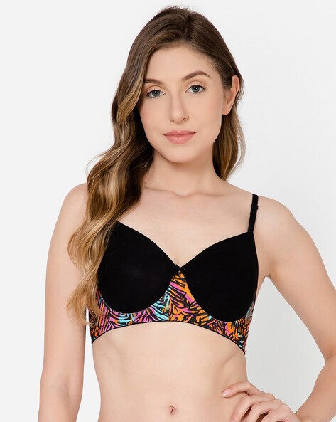 Printed Padded Full-Coverage Non-Wired T-Shirt Bra