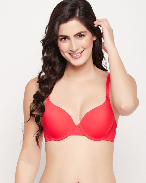 Buy Zivame Abstract Colourplay Mesh Padded Non Wired 3/4th Coverage Strapless  Bra - Red Online