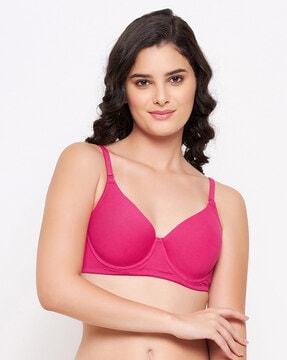 Clovia Padded Non Wired Medium Coverage Push Up Bra - Maroon