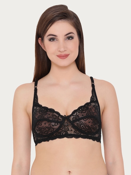 Clovia Women's Cotton Non Padded Wirefree Lacy Full Cup Bra, Black, 36D :  : Clothing, Shoes & Accessories