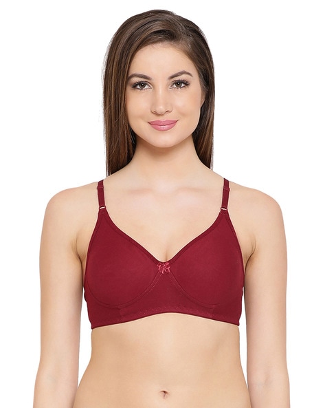 Buy Non-Padded Non-Wired Full Cup Bra in Maroon - Cotton & Lace Online  India, Best Prices, COD - Clovia - BR1548P09