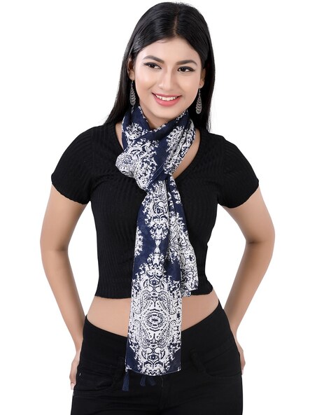 Women Printed Stole with Tassels Price in India