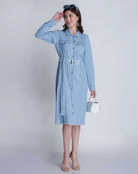 Buy ORCHID BLUES Women Shirt Dress with Waist Belt Online | Ajio.com