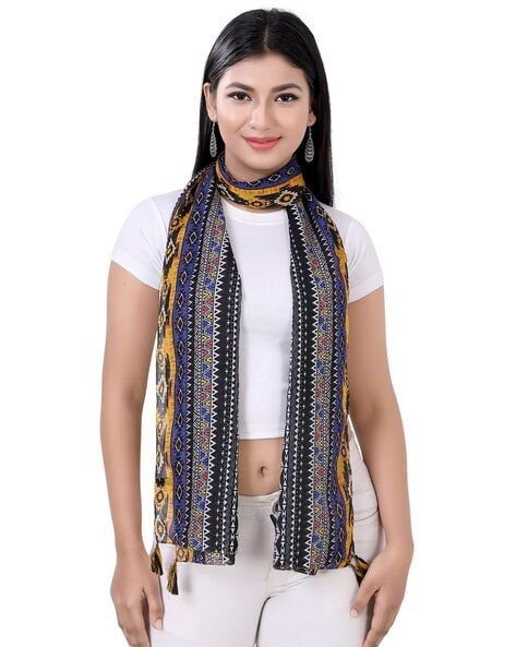 Women Printed Stole with Tassels Price in India