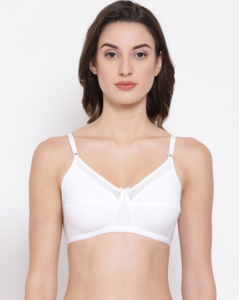 Buy CLOVIA White Womens Cotton Padded Non-Wired Printed Teen Bra
