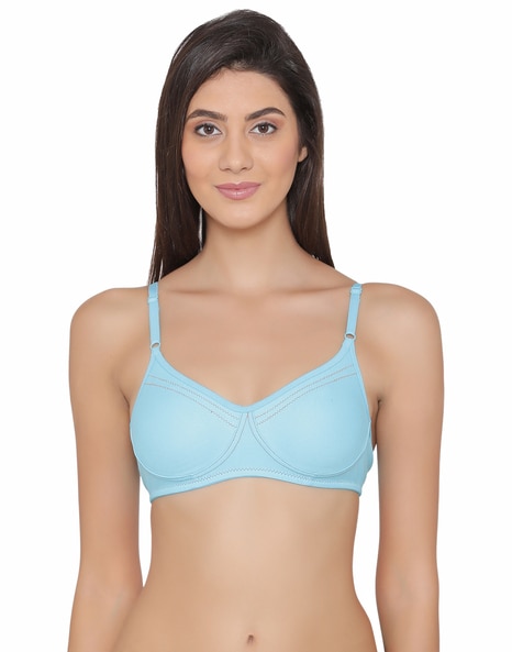 Buy Clovia Padded Non-Wired Full Coverage T-Shirt Bra - Blue at Rs