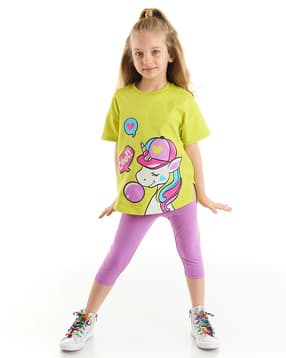 j & jp Girls Cartoon Print Pants with Top-picture-5