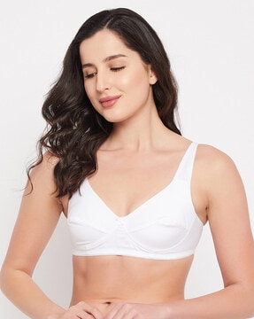 Buy Floret Women's Synthetic Non-Padded Non-Wired Regular Bra (B, White,  30) at