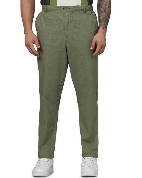 Celio Men Relaxed Fit Flat-Front Trousers