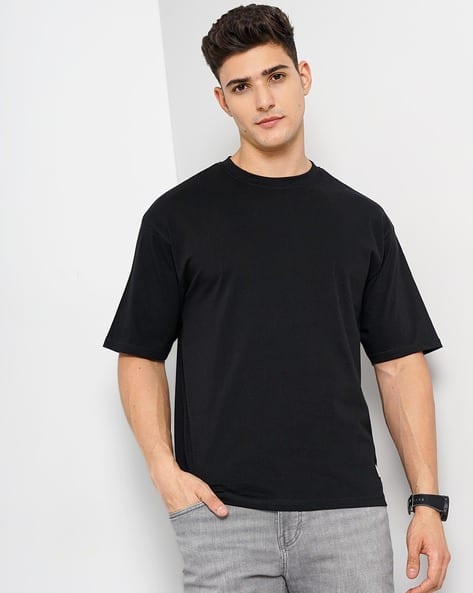 Men Oversized Crew-Neck T-Shirt with Half Sleeves