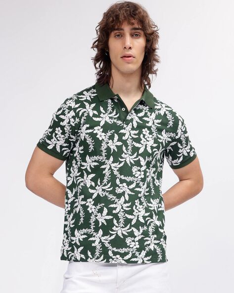 Floral Print Regular Fit Polo T Shirt