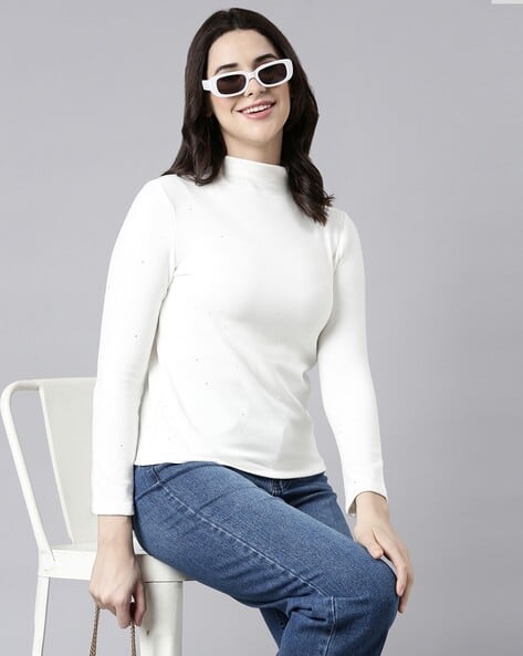Women Regular Fit High-Neck Top