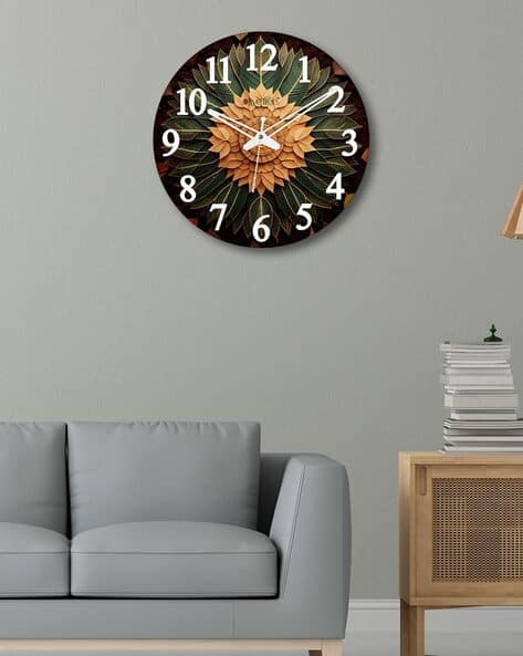 Floral Print Wooden Wall Clock