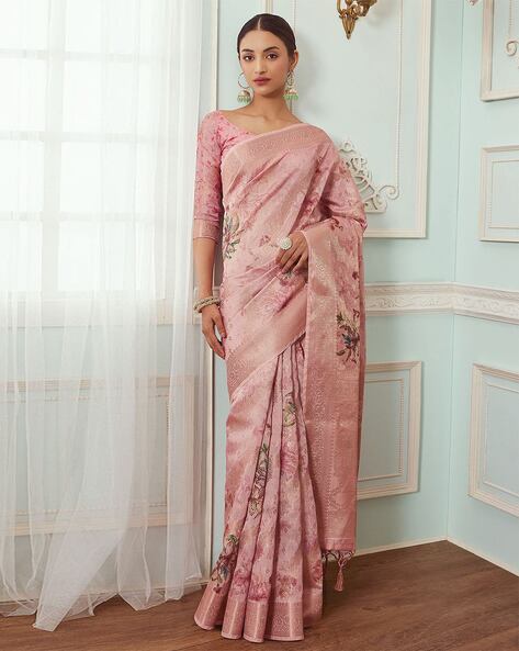 Buy Pink Sarees for Women by Indie Picks Online | Ajio.com