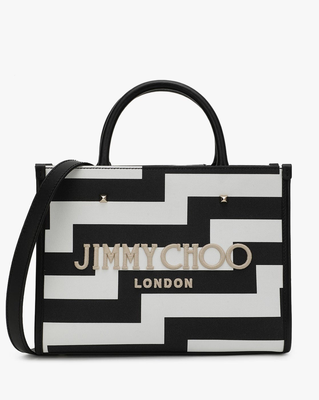 Buy Jimmy Choo Avenue Small Tote Bag | White & Black Color Women