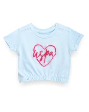 u.s. polo assn. Girls Brand Print Regular Fit Round-Neck T-Shirt-picture-33