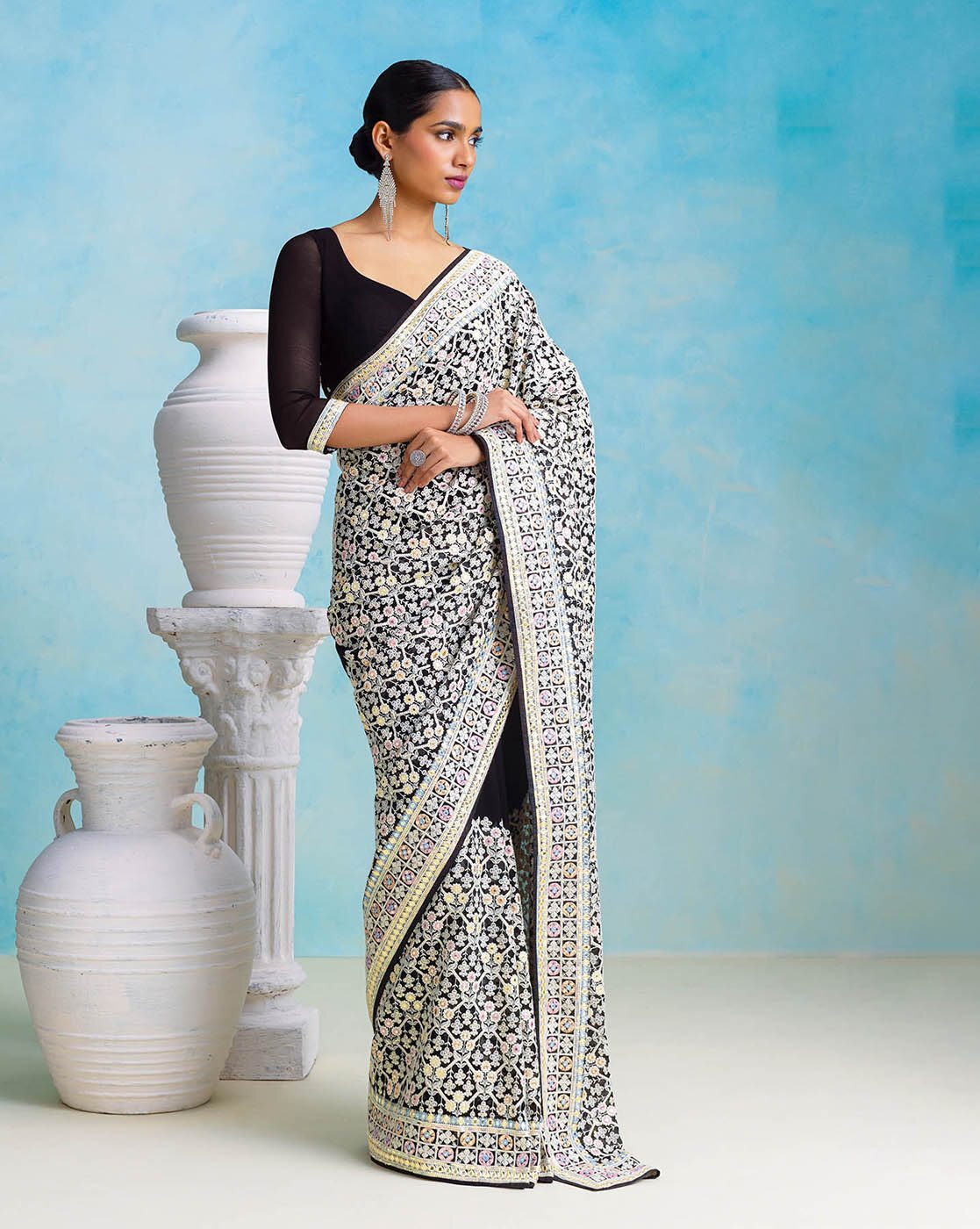 Buy Black Sarees for Women by SOCH Online