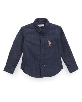 u.s. polo assn. Boys Washed Chambray Shirt with Logo Embroidery-picture-20