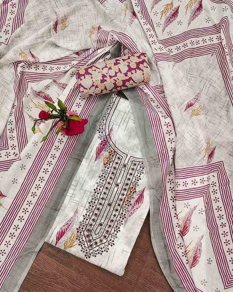 Embellished Unstitched Dress Material Price in India