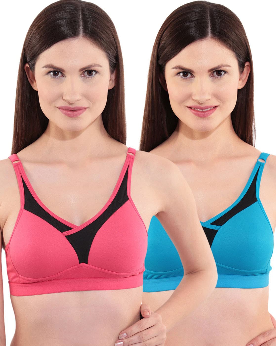 Buy Floret Pack Of 2 Solid Non Wired Heavily Padded Sports Bras T3001_White  - Bra for Women 7488771