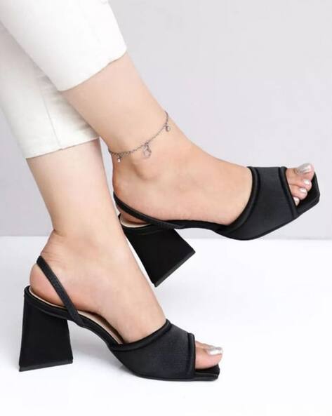 Buy Black Heeled Sandals for Women by Shoetopia Online