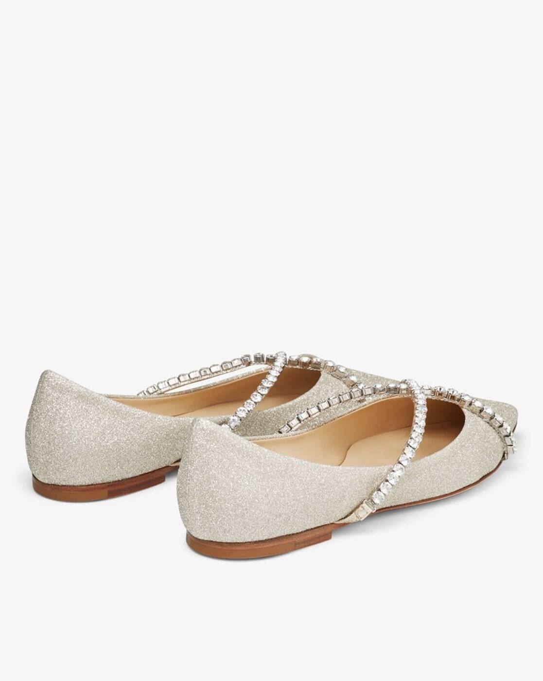 Buy Jimmy Choo Genevi Flats with Crystal Chain | Platinum Ice