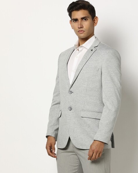 Men Heathered Regular Fit Single-Breasted Blazer