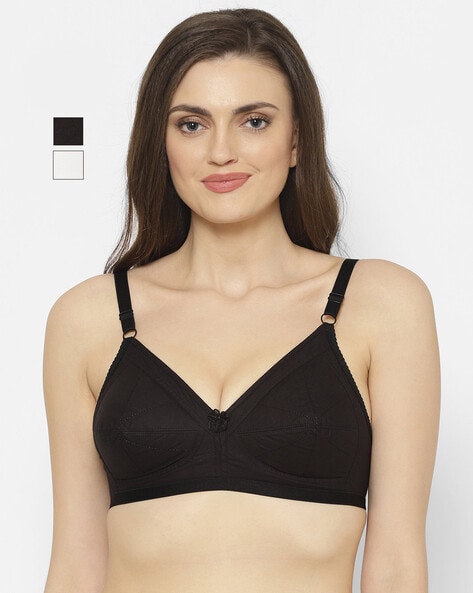 Floret Cotton Full Coverage Non-Padded Sports Bra For Women (Pack of 2)