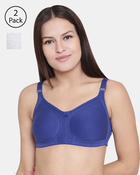 Pack of 3 Non-Padded Self-Design Cotton Bras