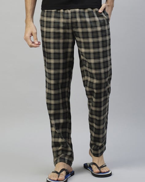 Men plaid cheap track pants