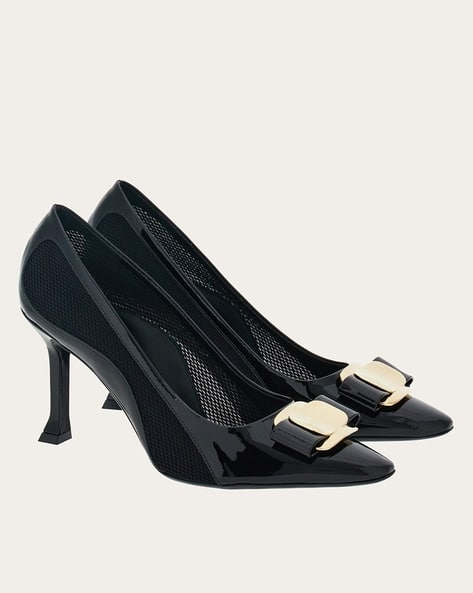 Buy Ferragamo Pump Shoe with Mesh Insert | Black Color Women