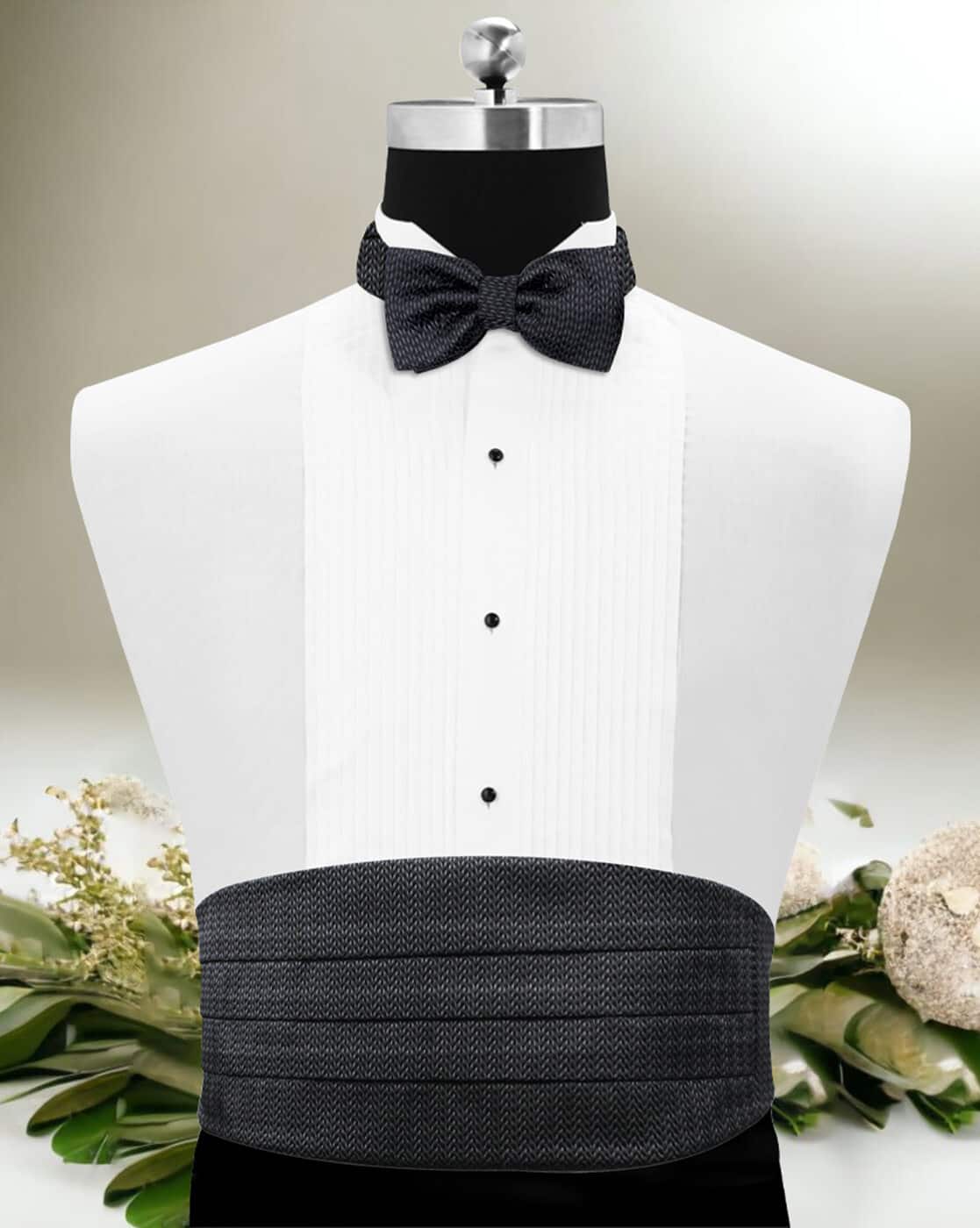 Peluche Regal Attire Black Cummerband & Bowtie Set