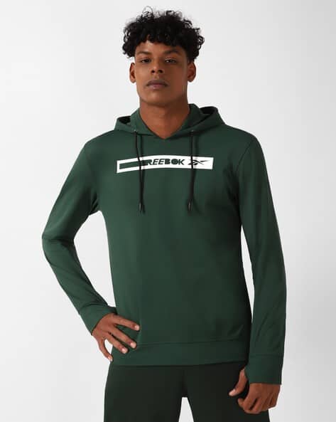 Reebok Brand Print Slim Fit Hooded Sweatshirt