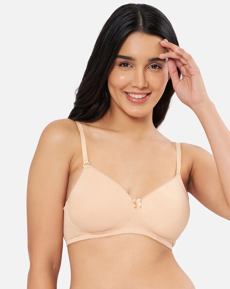 Buy Lace Padded Non-Wired Full Coverage Bra in Nude Online India