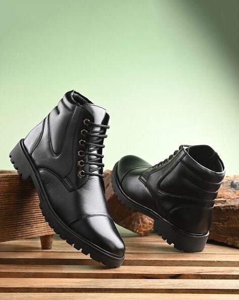 Men Round Toe Lace Up Boots