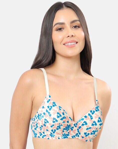 Printed Padded Full-Coverage Non-Wired T-Shirt Bra