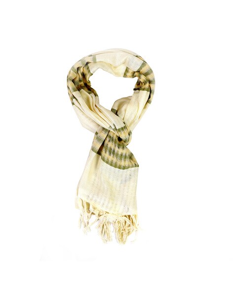 Women Striped Handloom Stole with Tassels Price in India