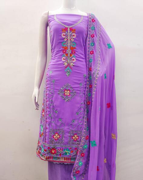 Embellished Unstitched Dress Material Price in India