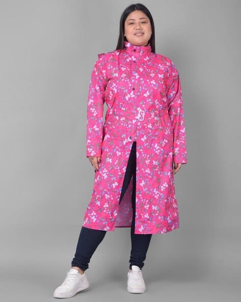 Rainwear Floral Raincoat Womens Women Floral Print Raincoat With Belt
